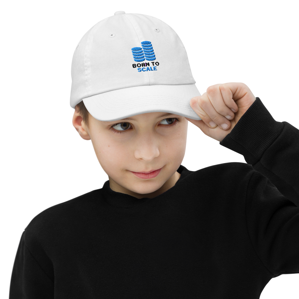 Youth Baseball Cap – Funny Geek Hat for IT Parents’ Kids – ‘Born to Scale’ Design